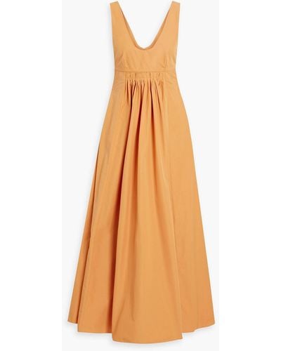 Three Graces London Laurette Cutout Gathered Cotton-poplin Maxi Dress - Orange