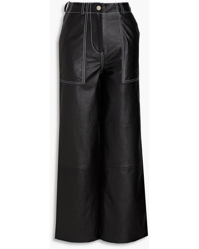 DEADWOOD Presley Cropped Faux Leather Wide-leg Trousers - Black