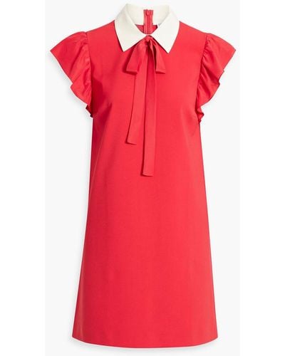 RED Valentino Ruffled Crepe Mini Shirt Dress - Red
