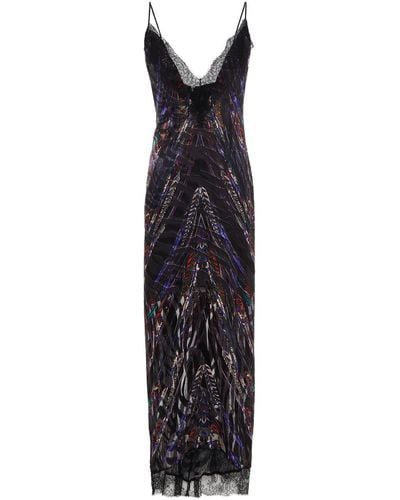 Dundas Lace-trimmed Printed Burnout Satin Maxi Dress - Black