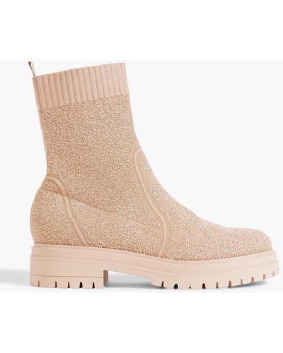 Gianvito Rossi Chester Stretch-knit Chelsea Boots - Natural