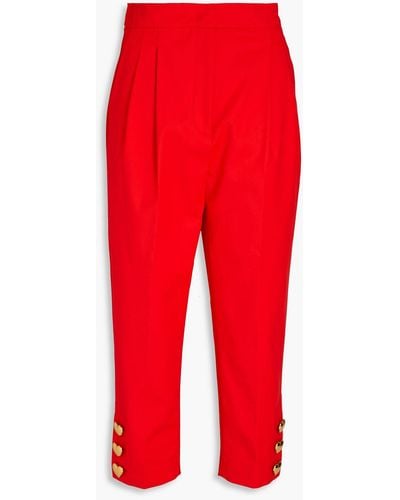 Moschino Pleated Cotton-blend Tape Trousers - Red
