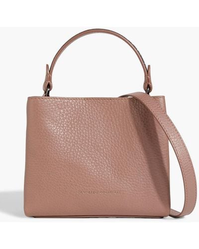 Brunello Cucinelli Bead-embellished Pebbled-leather Tote - Pink