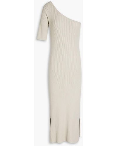 Matériel One-shoulder Ribbed Cotton-blend Midi Dress - White