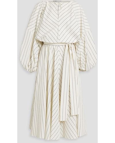 Palmer//Harding Renew Belted Striped Cotton-poplin Midi Dress - Natural