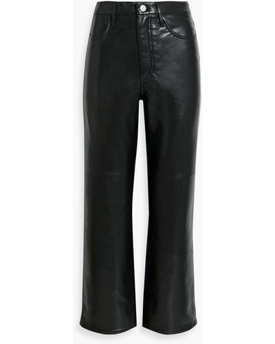 FRAME Le Jane Cropped Stretch-leather Straight-leg Pants - Black