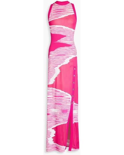 Missoni Button-detailed Space-dyed Crochet-knit Maxi Dress - Pink