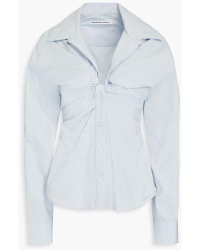 T By Alexander Wang Twisted Cotton-poplin Shirt - Blue