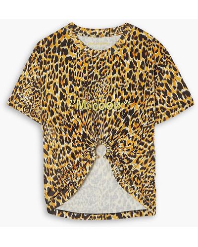 Rabanne Embellished Leopard-print Cotton-jersey T-shirt - Metallic