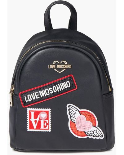 Love Moschino Rucksack aus kunstleder mit verzierung - Schwarz