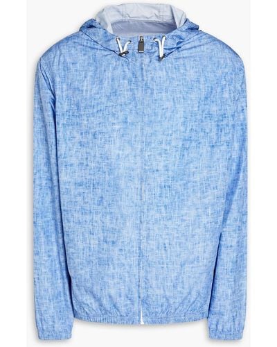 Canali Printed Shell Hooded Jacket - Blue