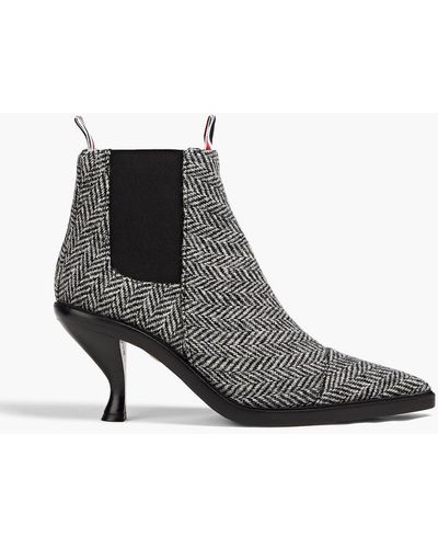 Thom Browne Herringbone Tweed Ankle Boots - Black