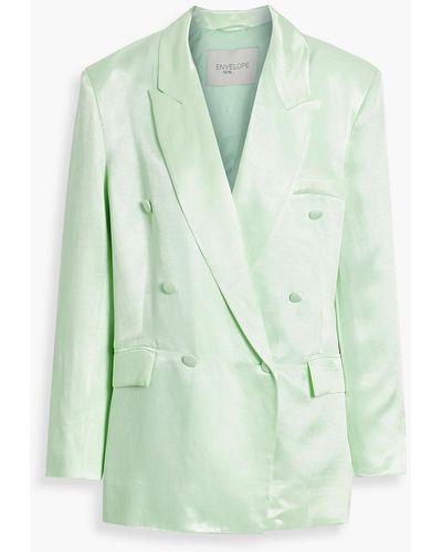 Envelope Lyon doppelreihiger blazer aus glänzendem twill - Grün