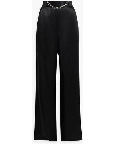 Cami NYC Laura Crystal-embellished Silk-satin Wide-leg Trousers - Black