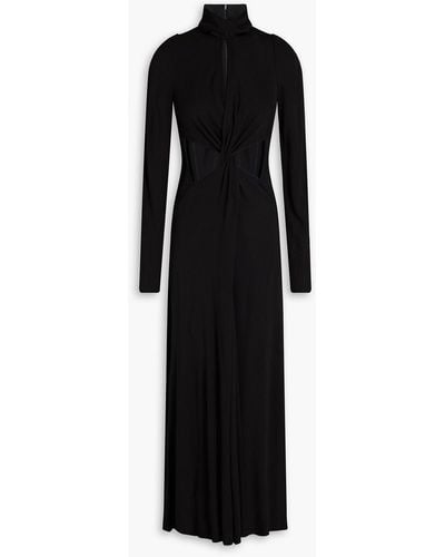 Victoria Beckham Cutout Twist-front Jersey Midi Dress - Black