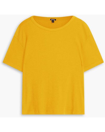 Monrow Ribbed Stretch Supima Cotton And Micro Modal-blend T-shirt - Yellow