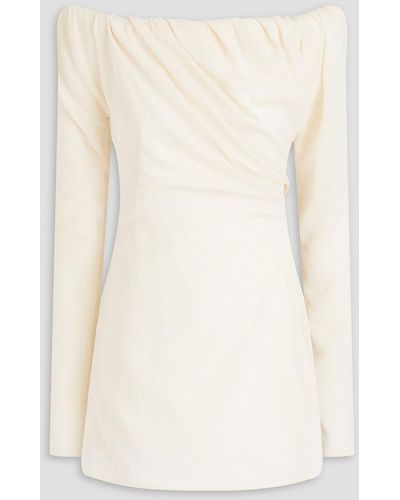 Jacquemus Off-the-shoulder Ruched Padded Crepe Mini Dress - Natural