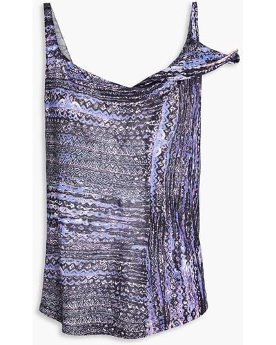 See By Chloé Printed Linen-jersey Tank - Blue