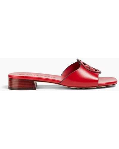 Tory Burch Leather Mules - Red