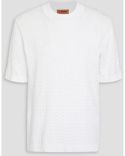 Missoni Crochet-knit Cotton-blend T-shirt - White