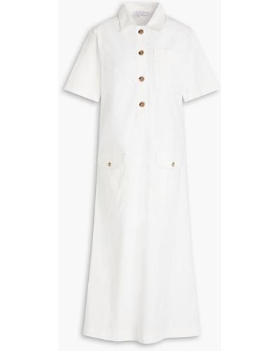 NINETY PERCENT Carter Organic Cotton-blend Twill Midi Shirt Dress - White