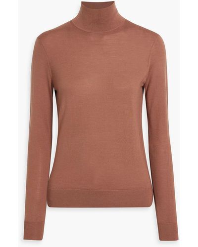 Theory Ribbed Wool-blend Turtleneck Sweater - Brown