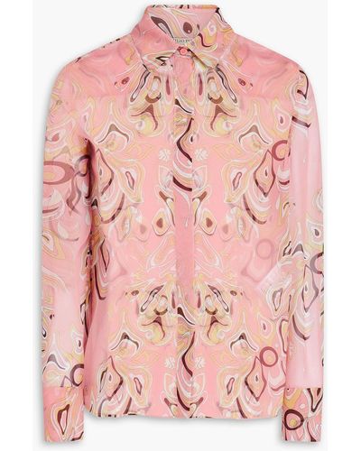 Emilio Pucci Printed Silk-chiffon Blouse - Pink