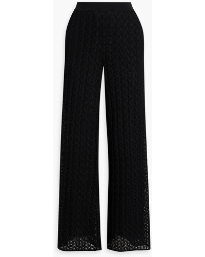 Missoni Crochet-knit Wool-blend Wide-leg Pants - Black
