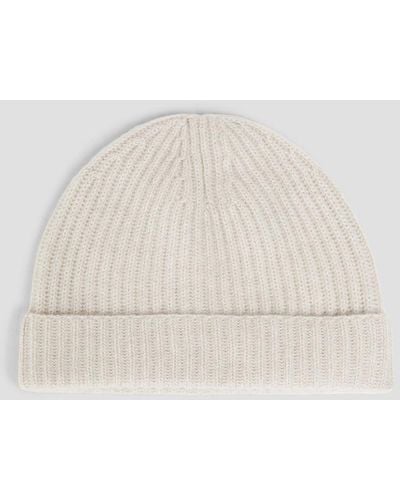 N.Peal Cashmere Metallic Ribbed Cashmere-blend Beanie - Natural