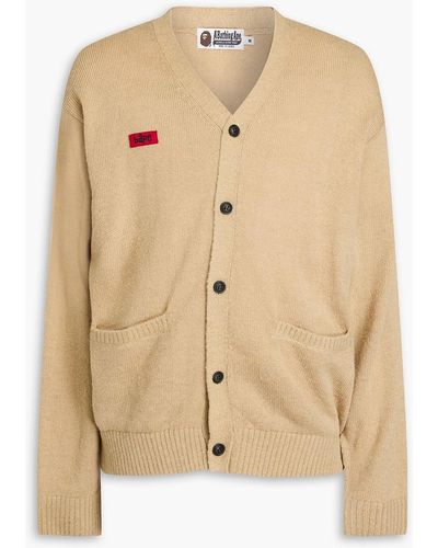 A Bathing Ape Embroidered Knitted Cardigan - Natural