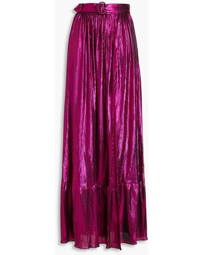 retroféte Gathered Metallic Jersey Maxi Skirt - Purple
