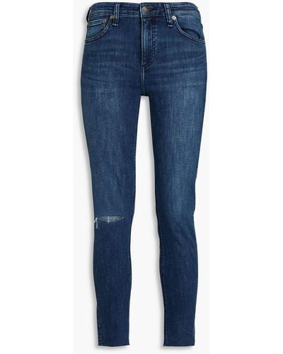 Rag & Bone Cate Cropped Distressed Mid-rise Skinny Jeans - Blue