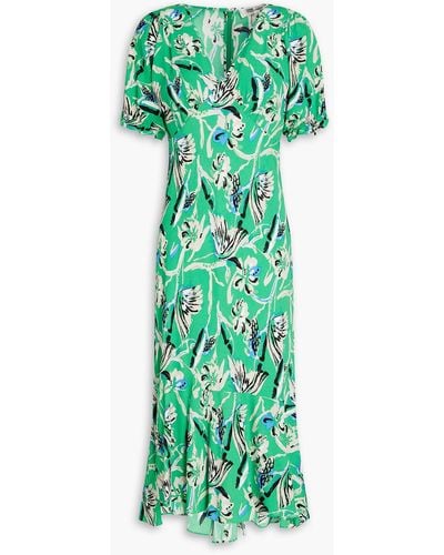 Diane von Furstenberg Orla Floral-print Crepe Midi Dress - Green
