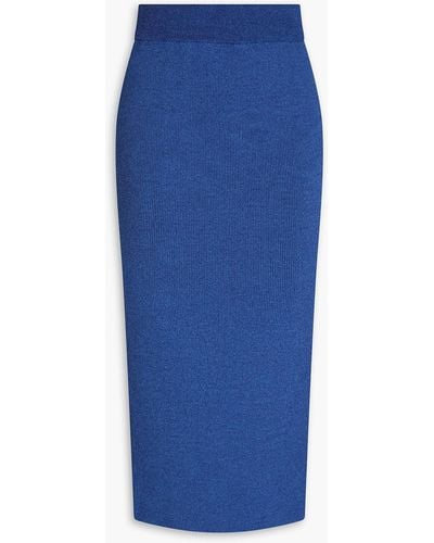 Matériel Ribbed-knit Midi Pencil Skirt - Blue