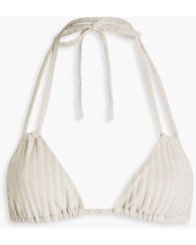 Solid & Striped The Tenley Ribbed Triangle Bikini Top - White