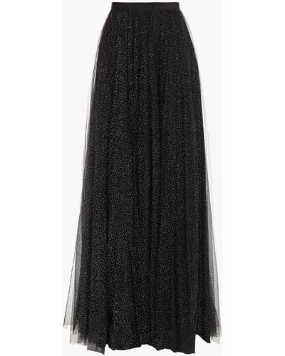 Jenny Packham Gathered Glittered Tulle Maxi Skirt - Black