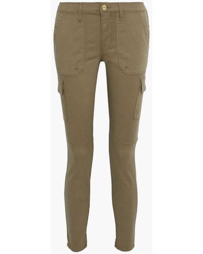 FRAME Cargo Skinny Cropped Cotton-blend Twill Skinny Pants - Green