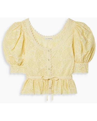 Ulla Johnson Suri Lace-trimmed Broderie Anglaise Cotton Blouse - Yellow
