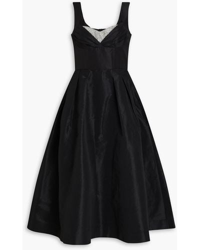 Rebecca Vallance Homecoming Crystal-embellished Pleated Taffeta Midi Dress - Black