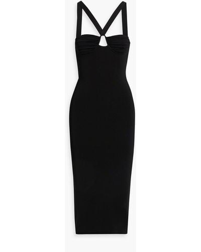 Galvan London Venus Ruched Stretch-knit Midi Dress - Black