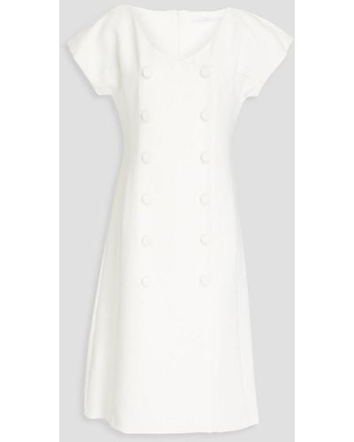 Black Halo Braxton Button-embellished Crepe Midi Dress - White