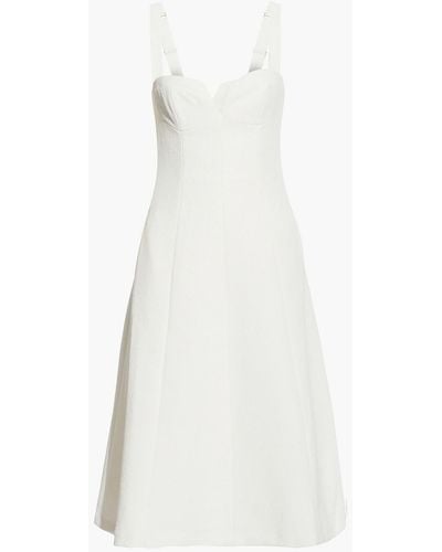 Rebecca Vallance Calla V Cloqué Midi Dress - White