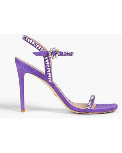 Stuart Weitzman Gem Cut 100 Embellished Suede Sandals - Purple