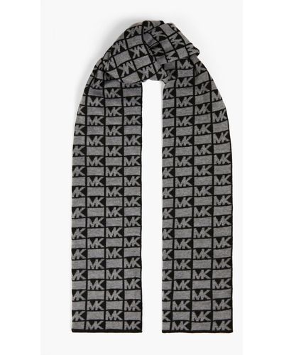 Michael Kors Printed Intarsia-knit Scarf - Black