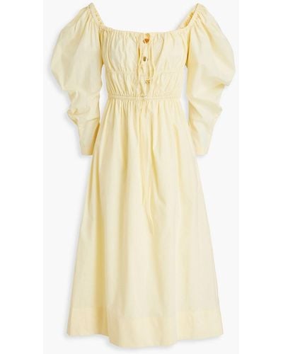 Rejina Pyo Crinkled Cotton-poplin Midi Dress - Yellow
