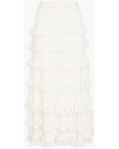 Zimmermann Tiered Pointelle-knit Midi Skirt - White