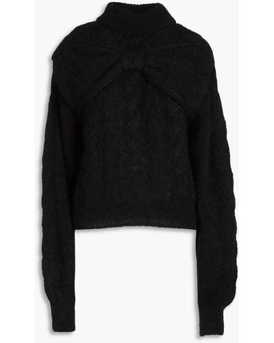 Hayley Menzies Bow-embellished Cable-knit Wool-blend Jumper - Black
