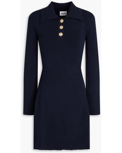 Claudie Pierlot Ribbed-knit Cotton-blend Mini Dress - Blue