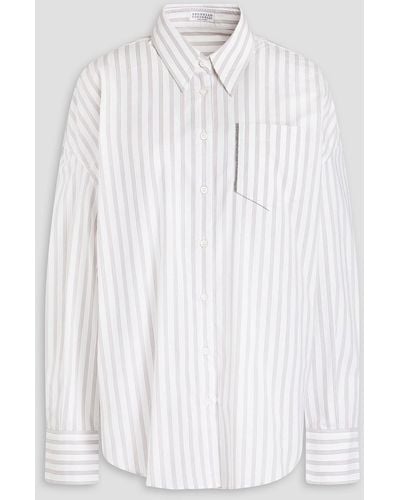 Brunello Cucinelli Striped Stretch-cotton Poplin Shirt - White