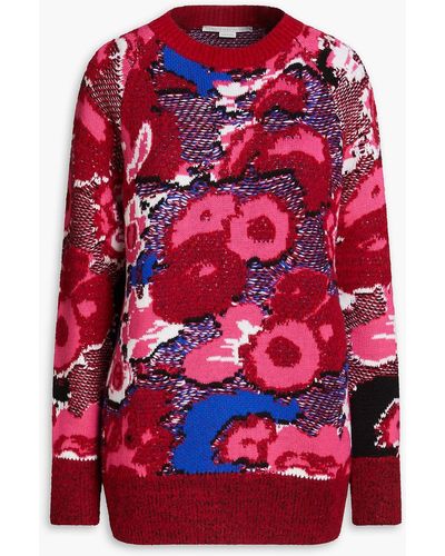 Stella McCartney Pullover aus floralem jacquard aus einer wollmischung - Rot